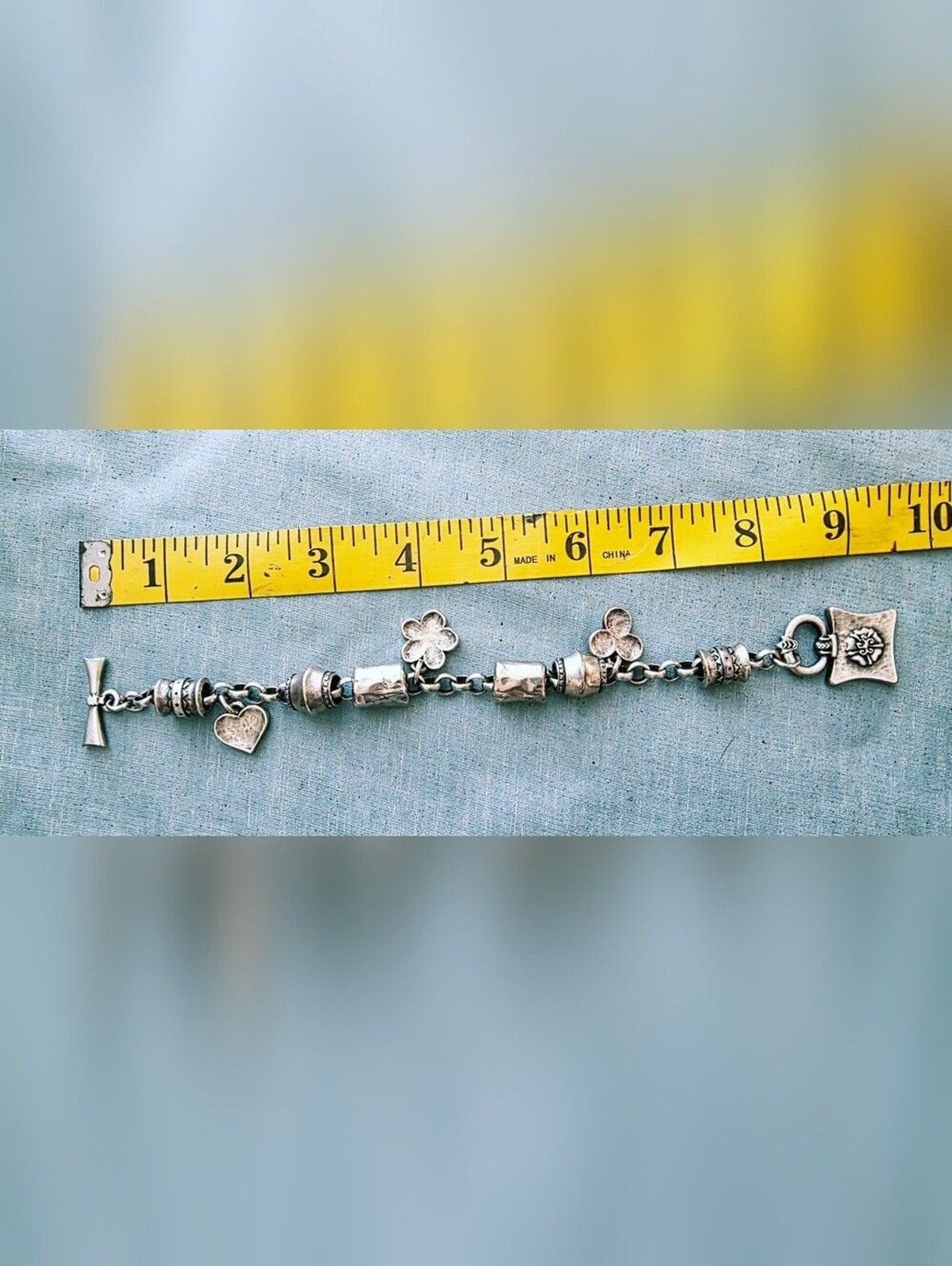 Medieval Israeli Artisan chunky t-bar clasp Charm Bracelet