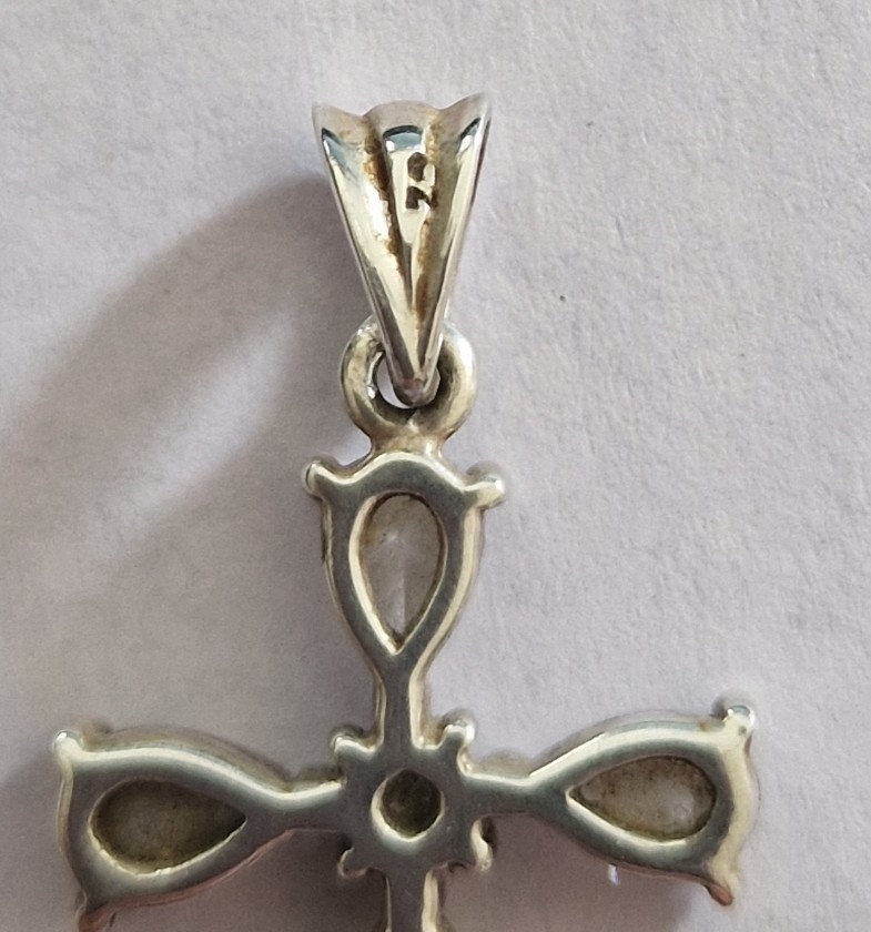 Silver Cubic Zirconia Crystal Cross Pendant