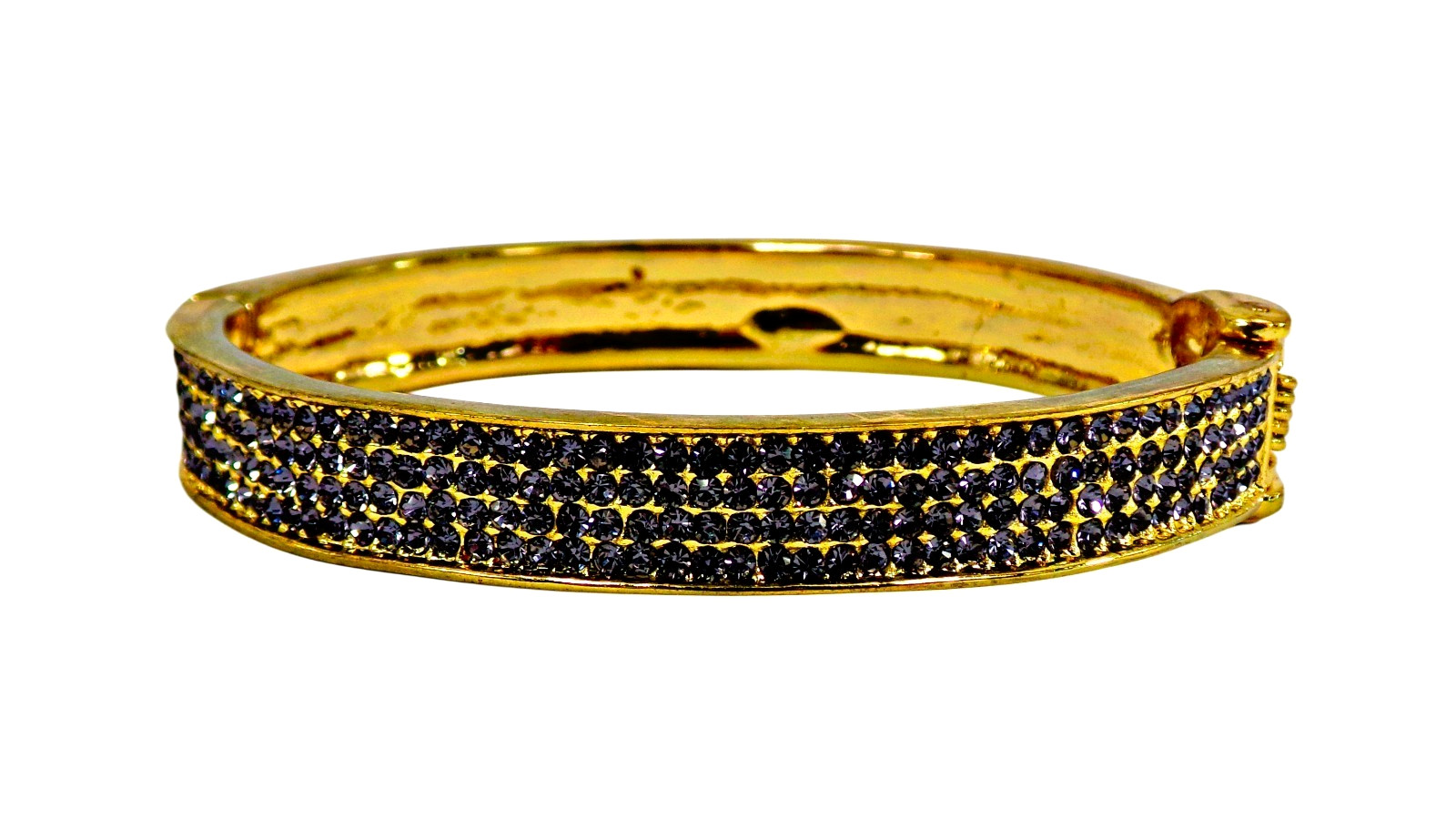 Purple pave crystal bangle bracelet, expands open, crystal on both sides NEW