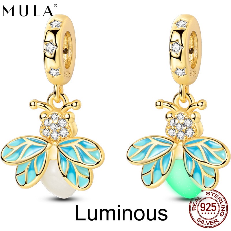 MULA 925 Silver Summer Luminous Firefly DIY Charm CZ for Bracelet