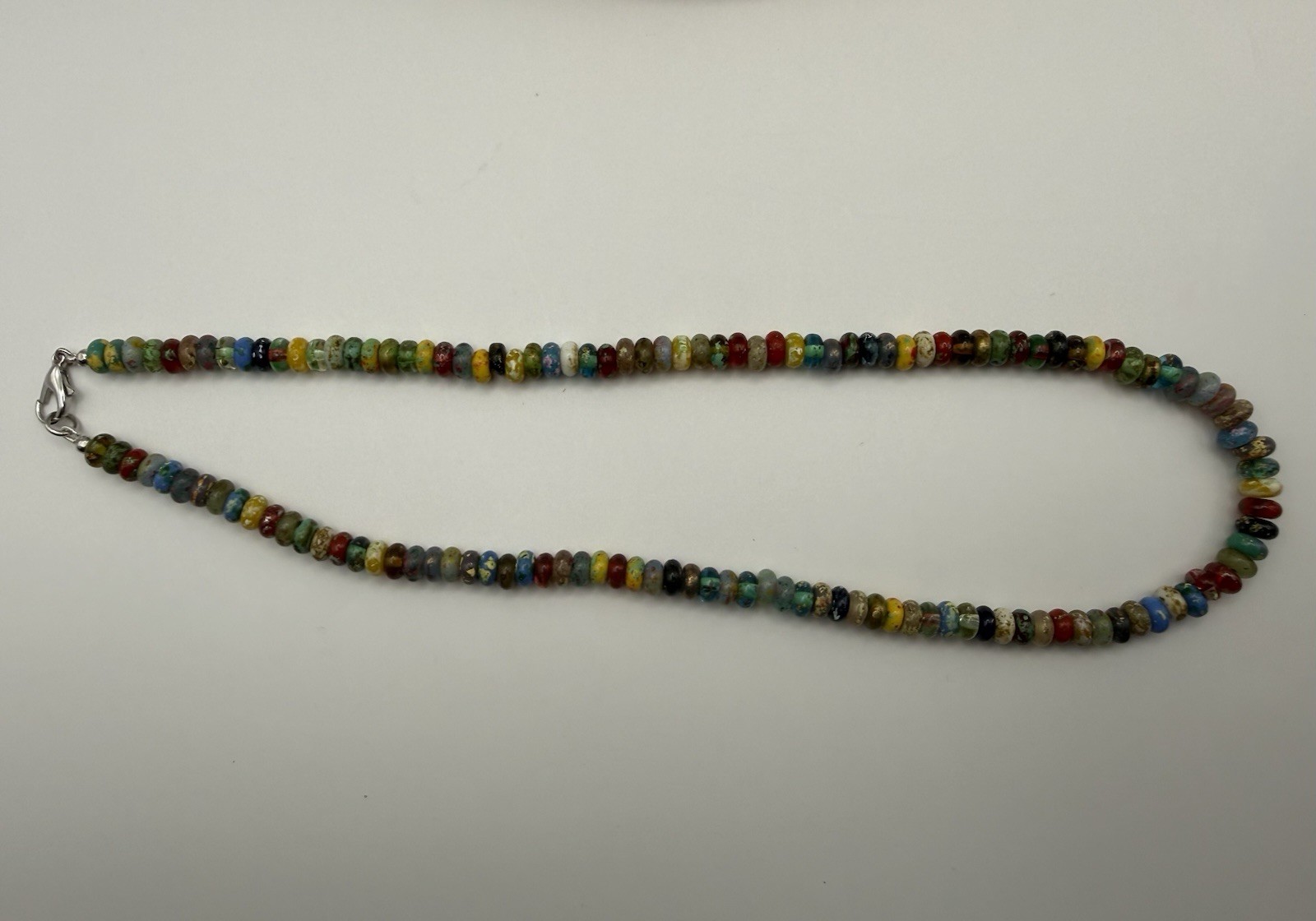 Dark and Moody Multicolor 6mm Rondelle Glass Bead Necklace – 18″