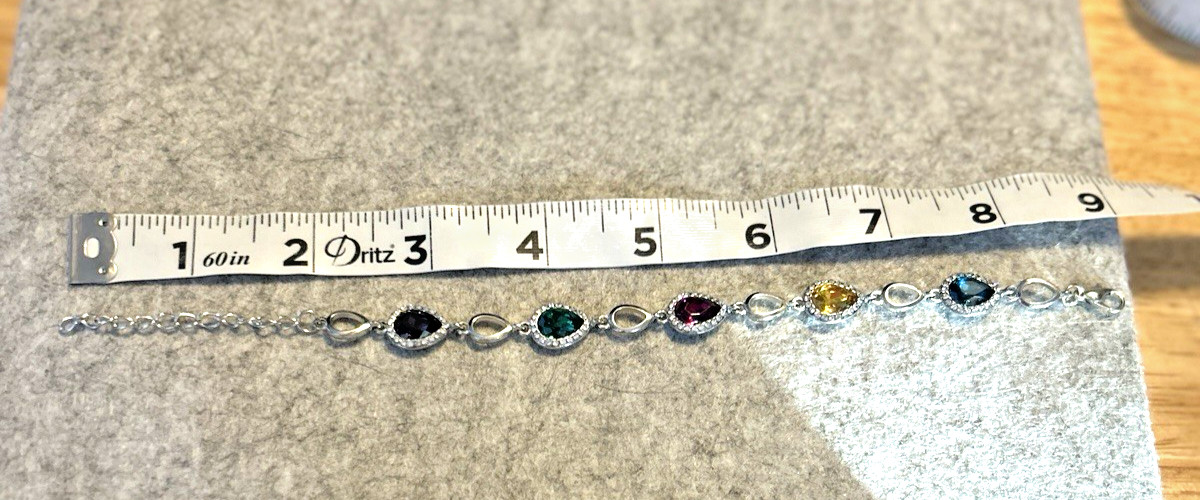 NWT Paparazzi Silvertone Bracelet Multicolor Crystals 6.5”-8.5”