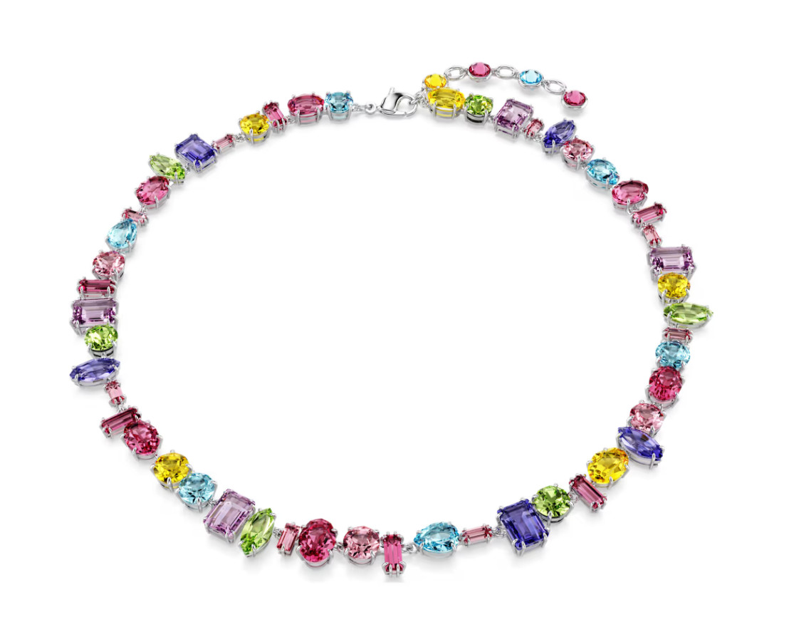Swarovski Gema necklace Mixed cuts, Multicolored, Rhodium plated 5656397