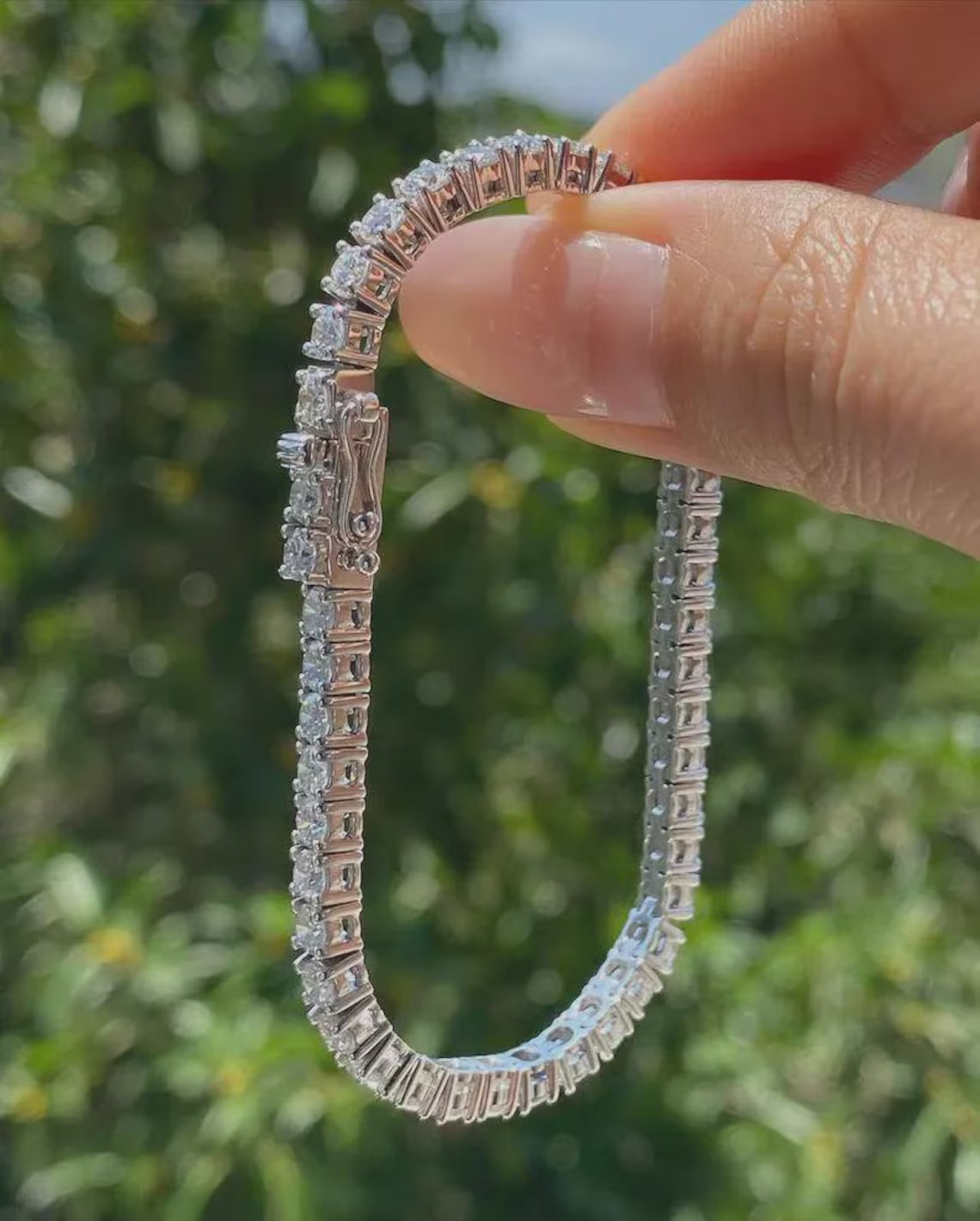 12Ct ROUND Cut Lab Created Women’s Tennis Bracelet 14K White Gold Plated