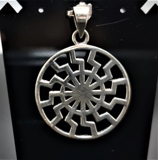 Sun Wheel Pendant 925 Sterling Silver Black Sun Occult Esoteric Talisman Viking