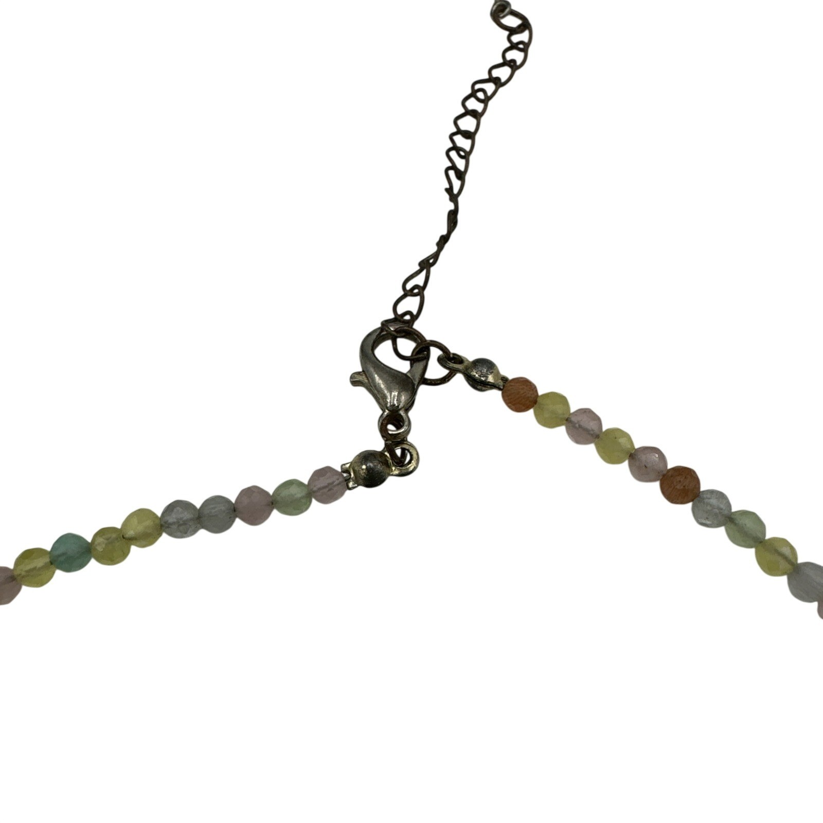 Beaded Choker Necklace Rhinestone Eye Pendant Boho15″ Colorful Hippie Dainty