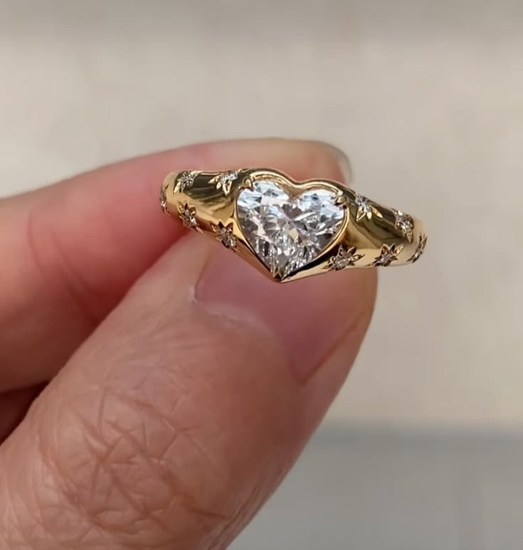 1.5CT Heart Moissanite Ring 925 Silver 14K White Gold Plated