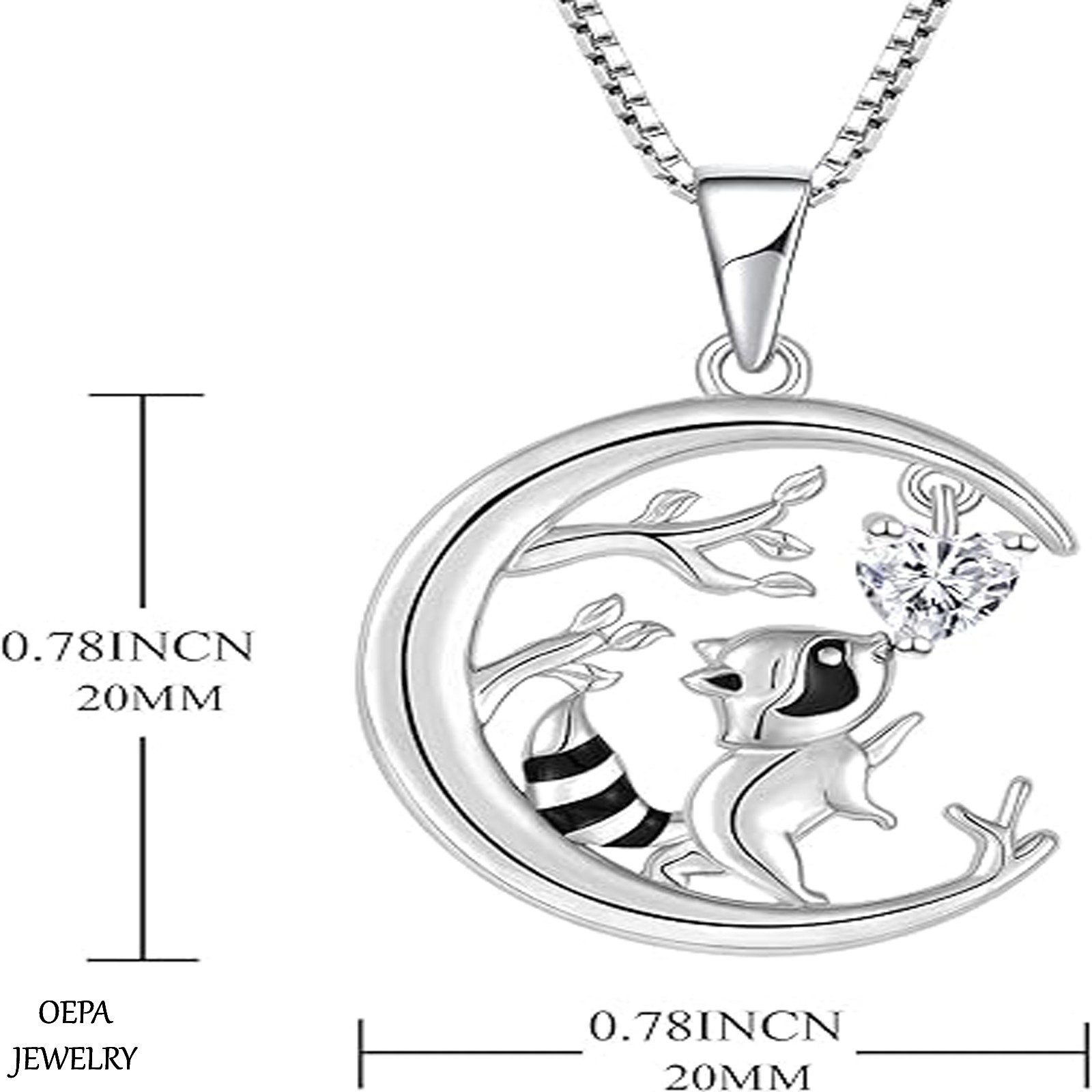 925 Sterling Silver Raccoon Necklace Raccoon Necklace Gifts for Women Pendant