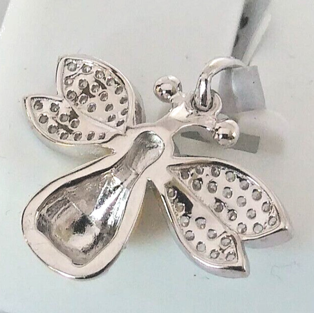 925 STERILNG SILVER YELLOW & BLACK CZ BUMBLEBEE Pendant 21x20mm