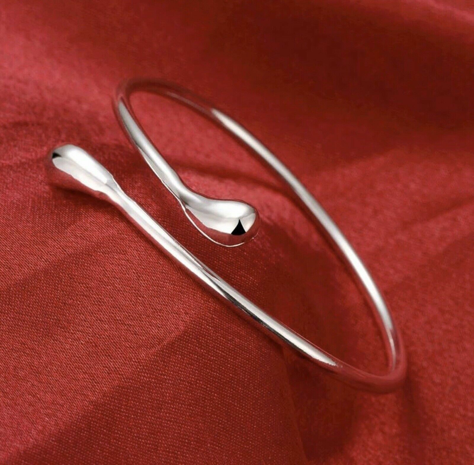 1/2x Women Silver Charm Bracelet Handmade Open Adjustable Cuff Bracelets Bangles