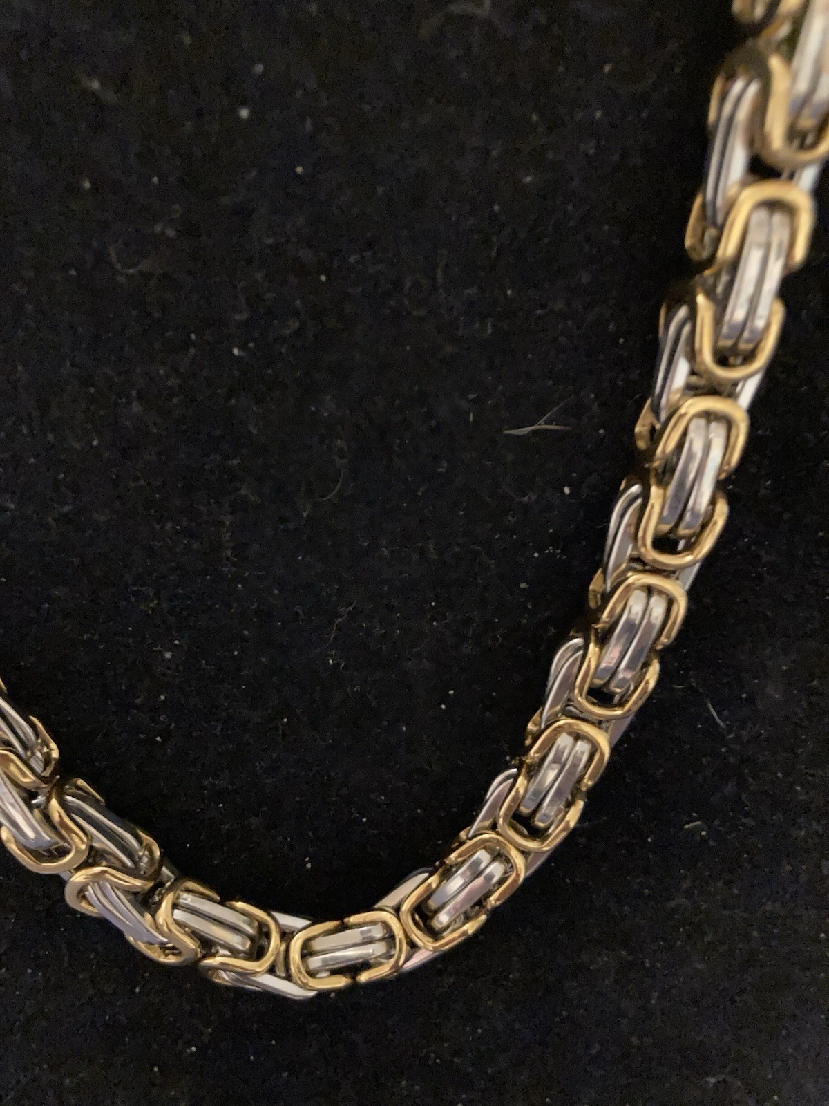 Gold Plated/Silver Stainless Steel Byzantine Box Link Chain Necklace-24” -UNISEX