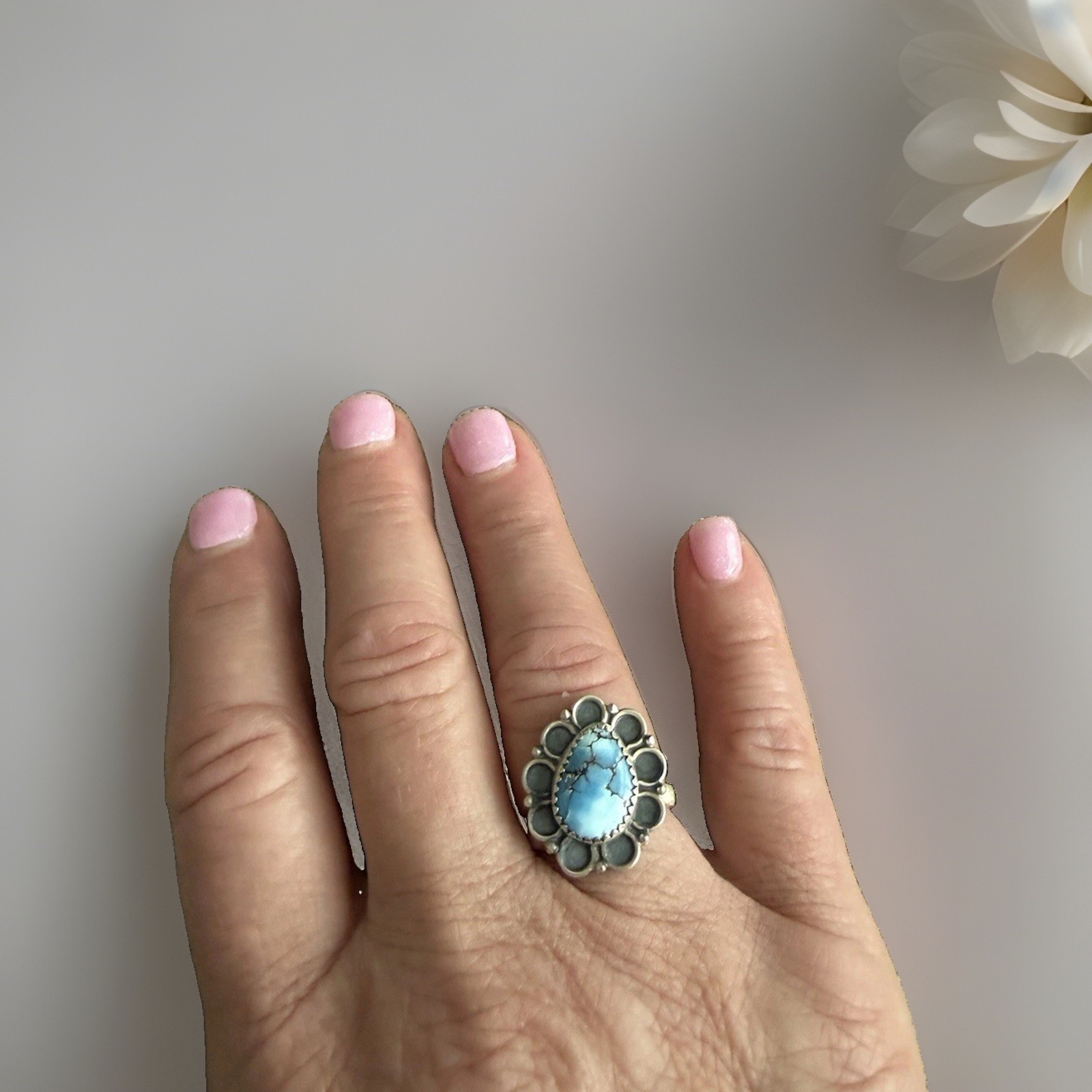 Set Of Three Turquoise Adjustable 925 Sterling Rings