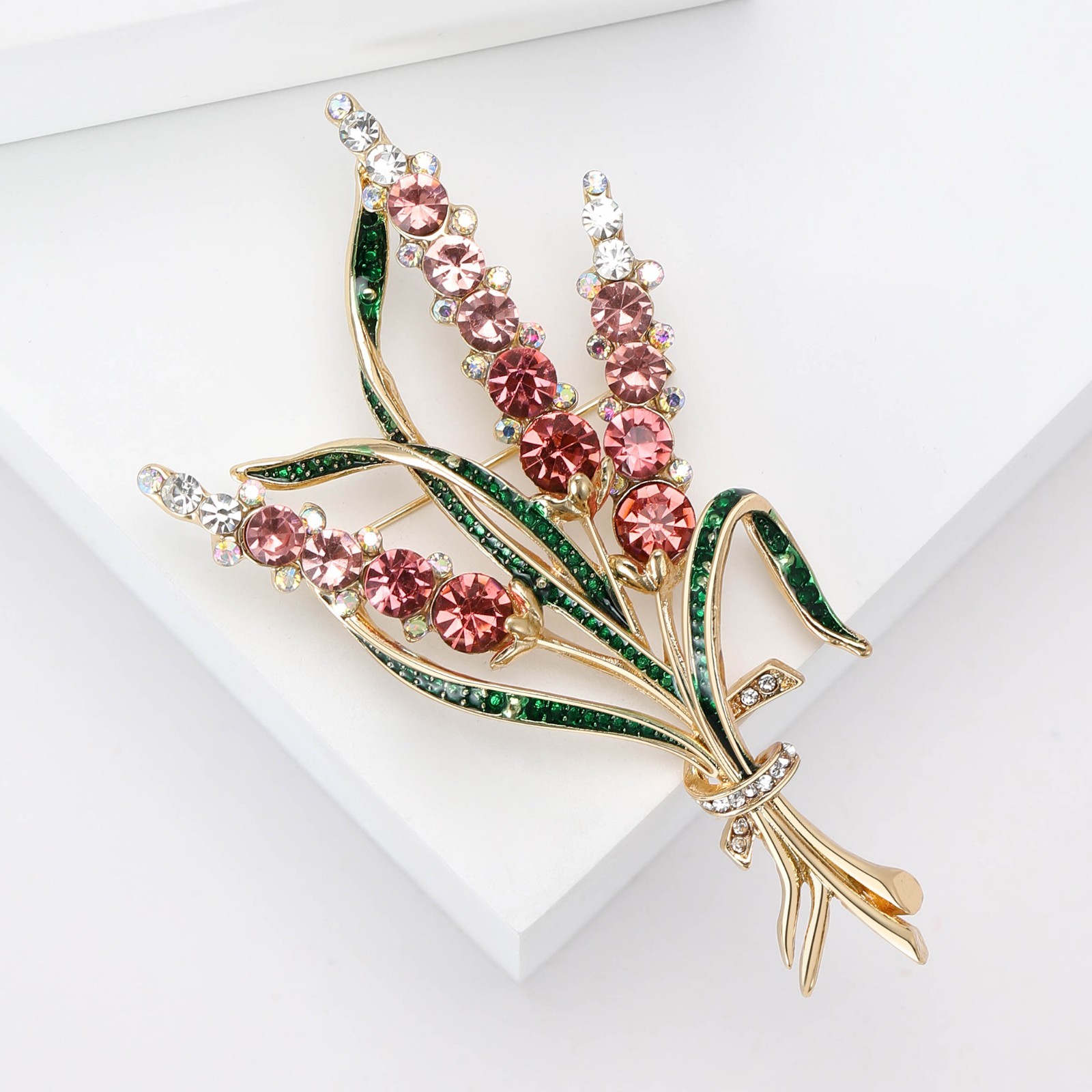 Rhinestone Wheat Ear Brooch Pin Unisex Plant Lapel Badge for Jacket Hat Backpack