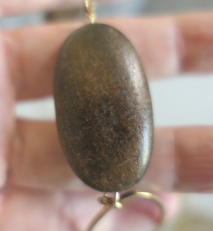 Vintage 1960’s Wood, Iron Metal & Stamped Brass Leaf Costume Necklace 44″ L