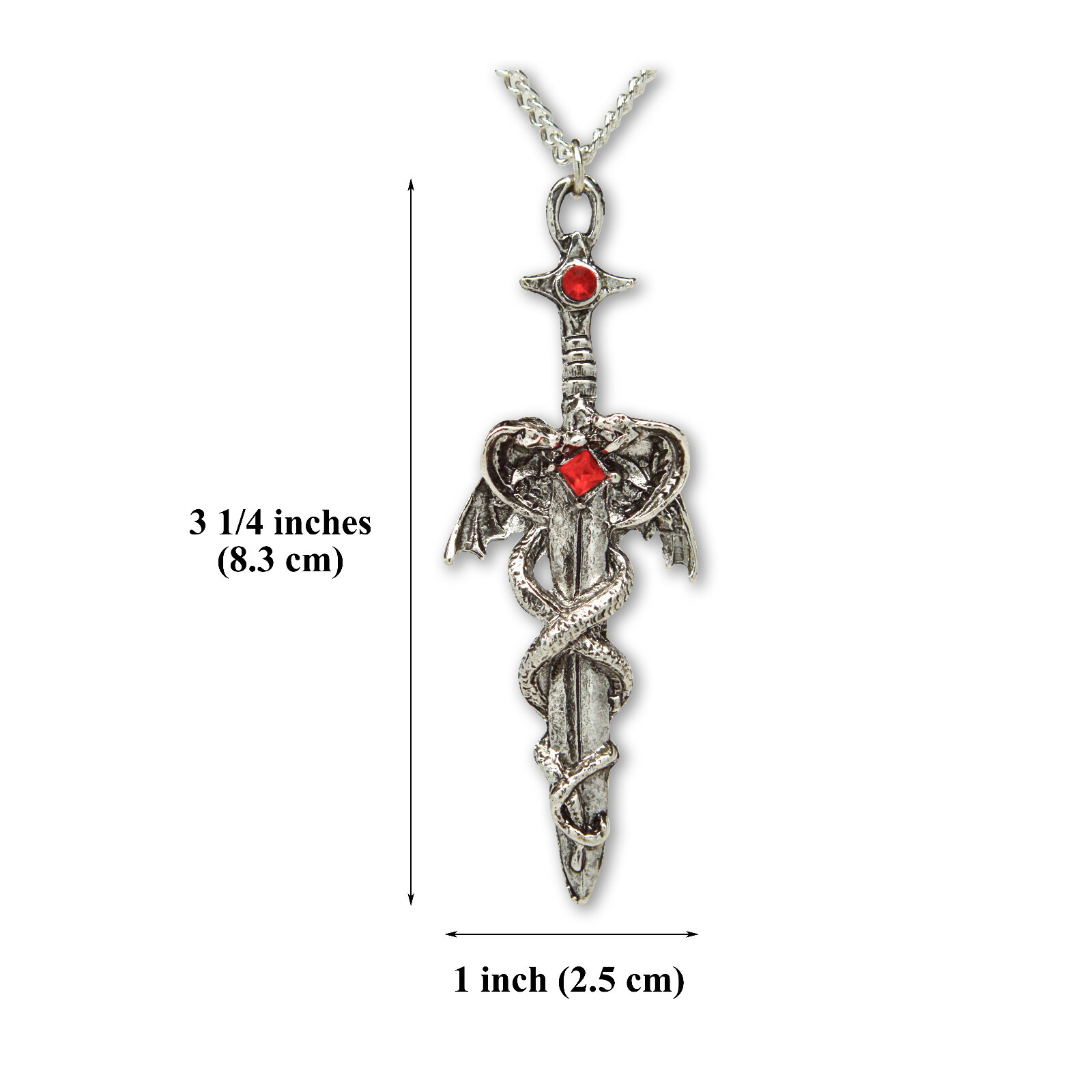 Dragons Wrapped Around Sword Medieval Renaissance Pendant Necklace NK-414