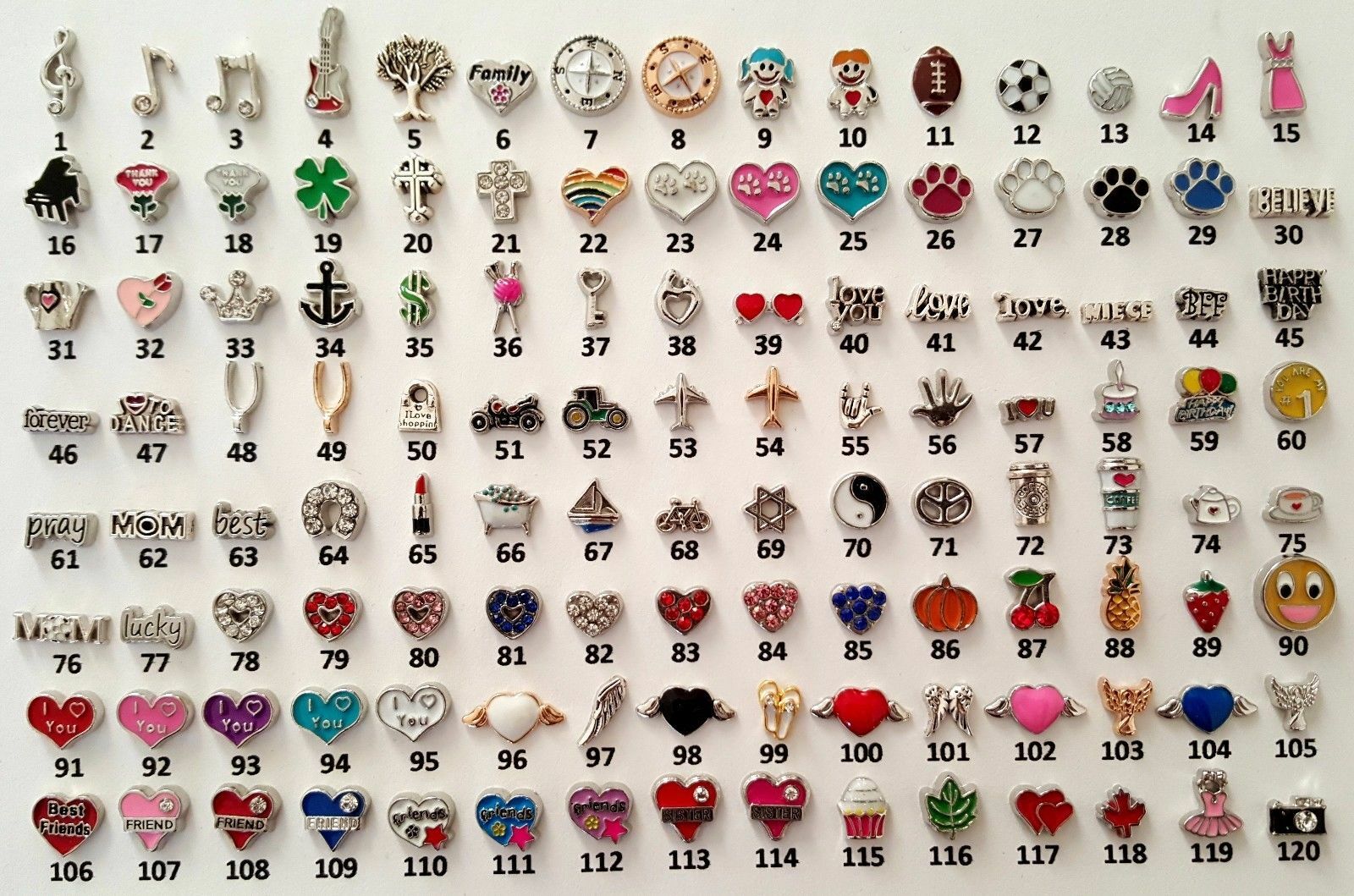 5pcs Best Quality Floating Charms For Memory Locket Necklace Pendant Keyring