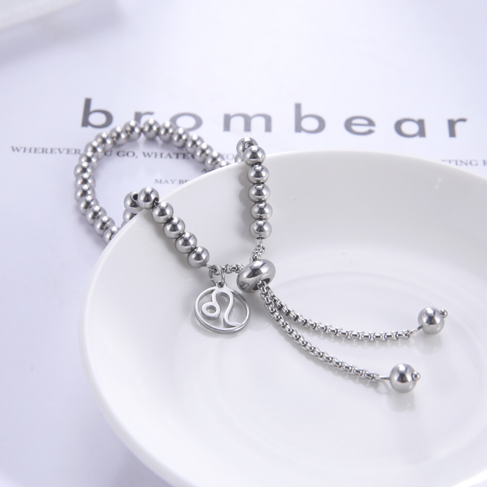 12 Constellations Charm Bracelet Zodiac Bead Link Chain Minimalist Star Jewlry