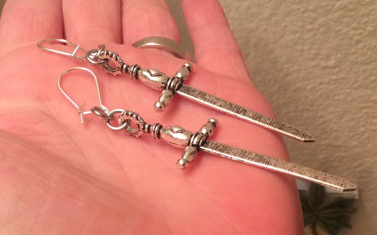 MEDIEVAL SWORD EARRINGS Ear Wire Options & Acrylic Coated For No Tarnishing