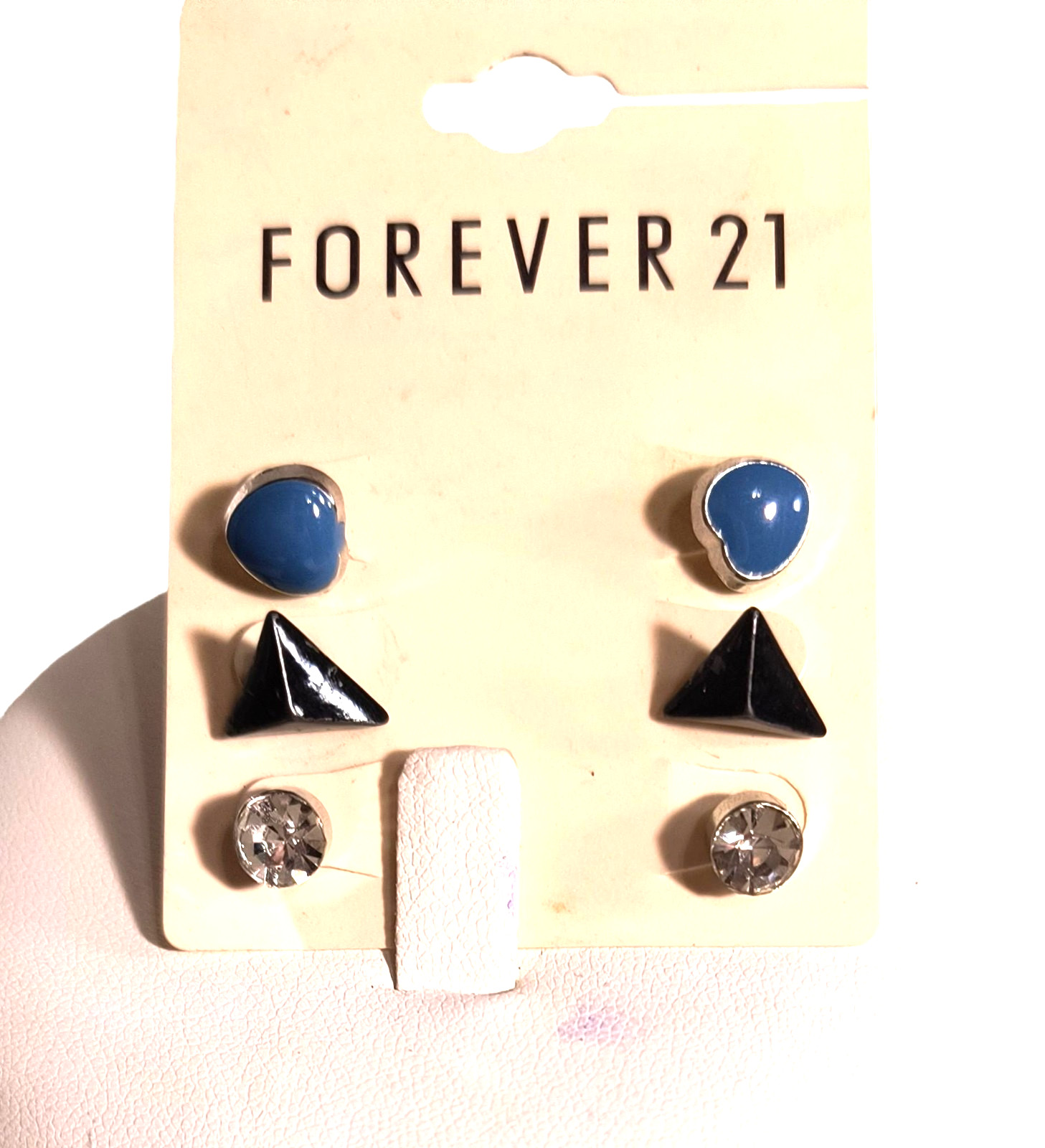 New Forever 21 3 Pairs Stud/Post Earrings for Pierced Ears Multicolor
