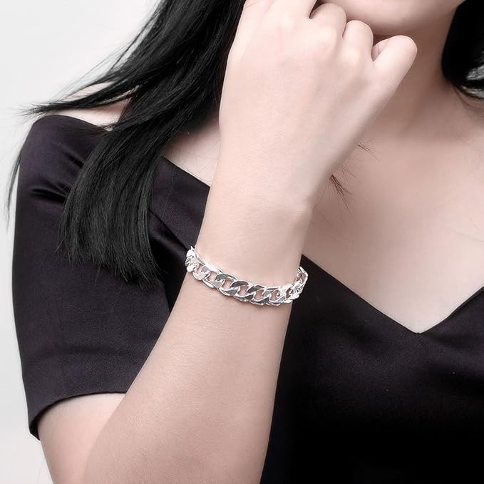 Unisex Heavy Solid 925 Sterling Silver Curb Link Bracelet Multi Sizes Men Women