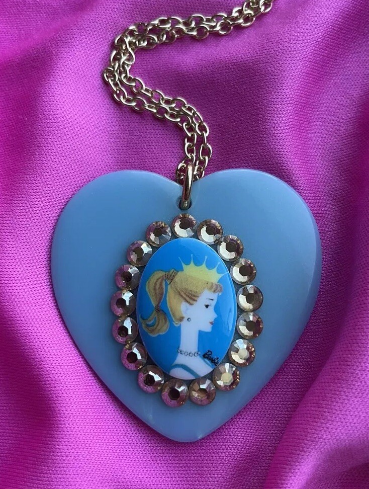 Tarina Tarantino Vintage Barbie Classic Circa 1959 Lucite Heart Cameo Necklace