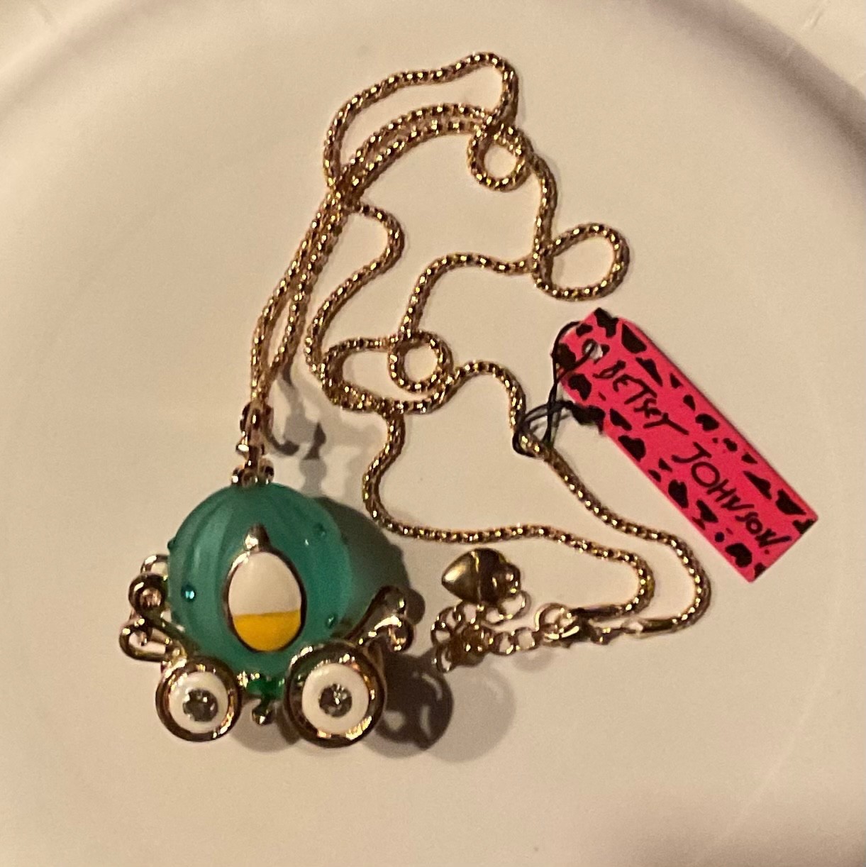 Betsey Johnson 3D Princess Carriage Gold Pendant