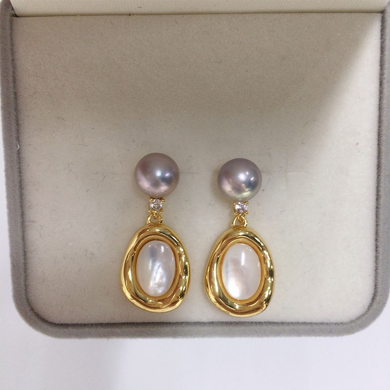 Natural fresh water pearl earrings made with 925 sterling silver