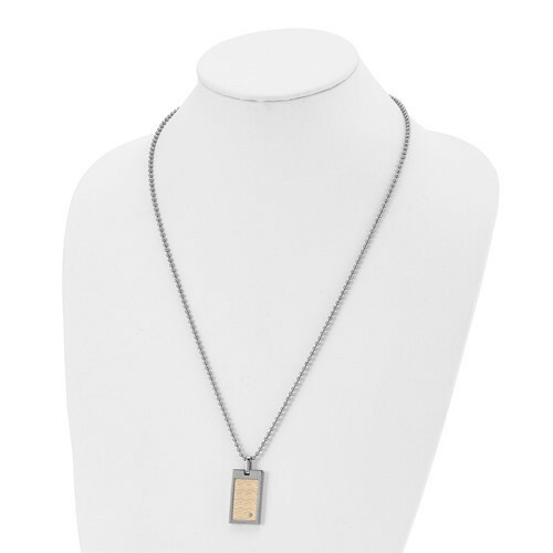 *BRAND NEW* Chisel Stainless Steel 18k Gold Accent Diamond Necklace SRN366-24