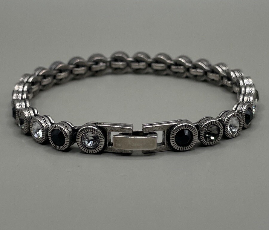 Patricia Locke USA Womens Tennis Bracelet Silver Plate Swarovski Crystal 7” 2006