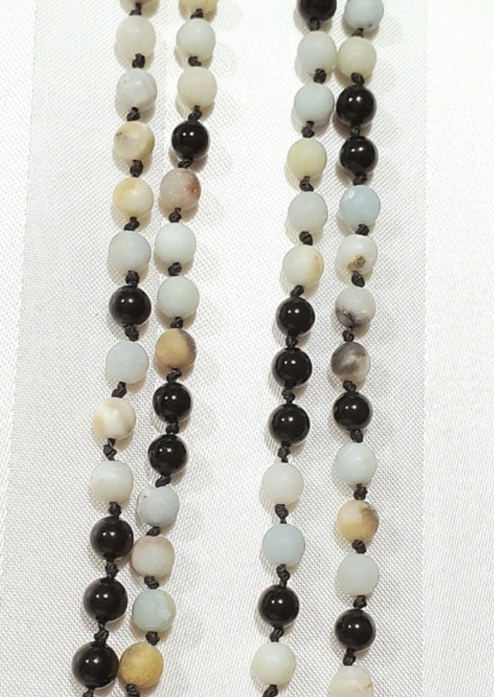 Amazonite Long Beautiful Faceted Knotted Necklace