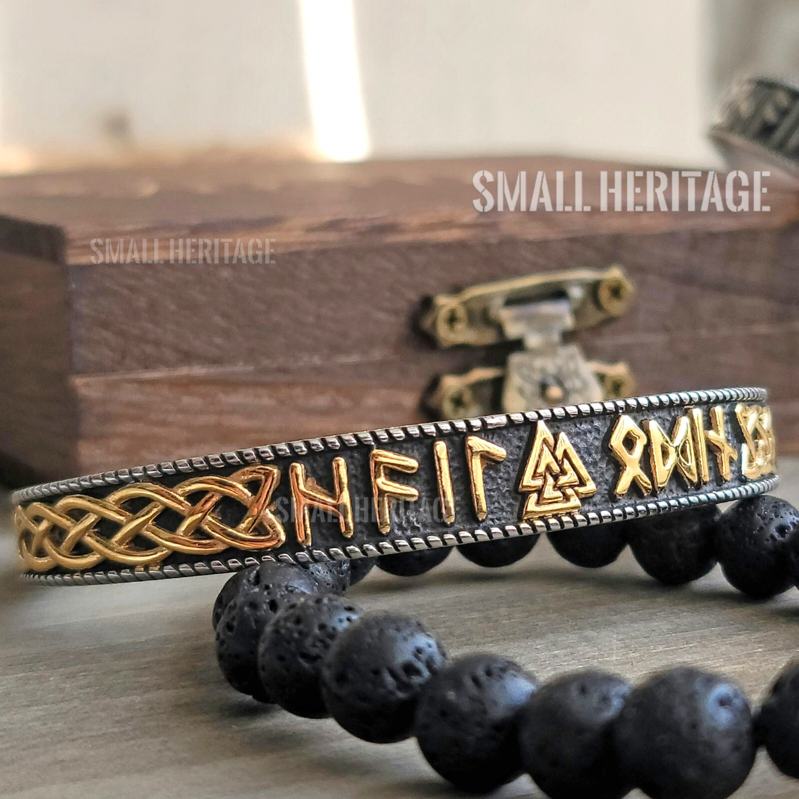 Stainless Steel Viking Cuff Norse Bracelets Celtic Bangle Viking Gift Box Odin