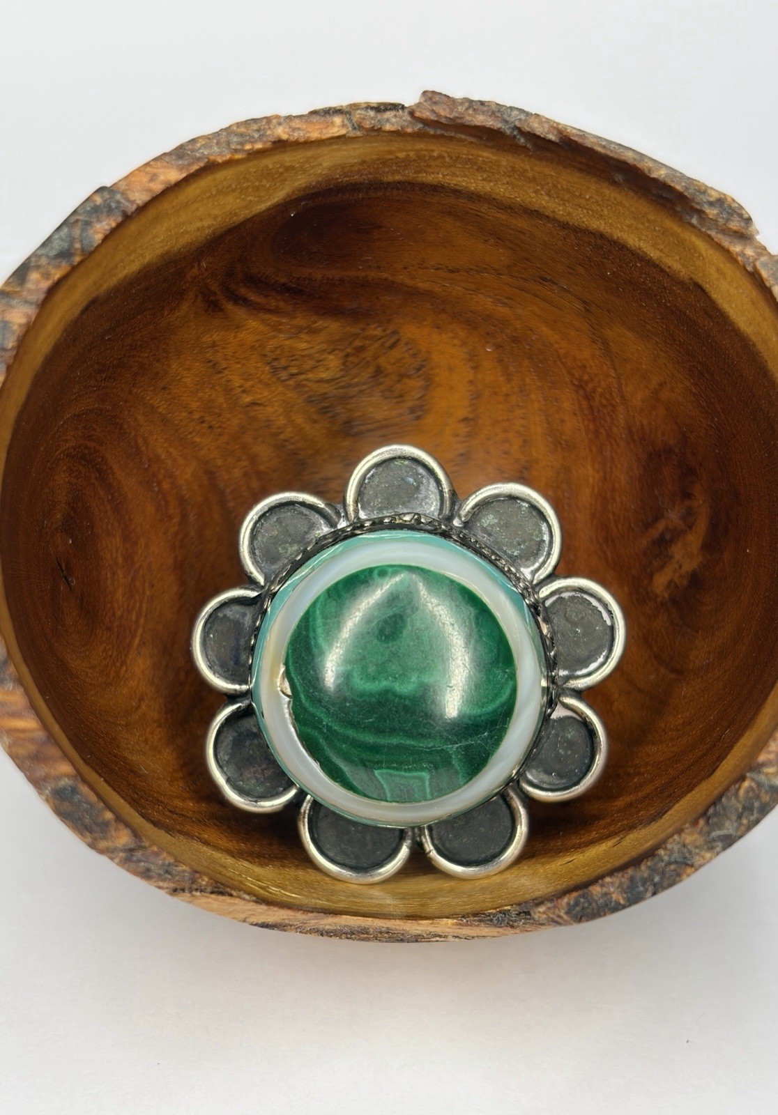 Vintage Navajo SC Sterling Silver Multi Stone Inlay Ring Size 7