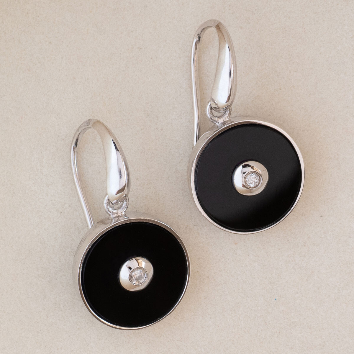 Matched Set of Onyx & Diamond Bezel-Set Earrings and Pendant – Boutique
