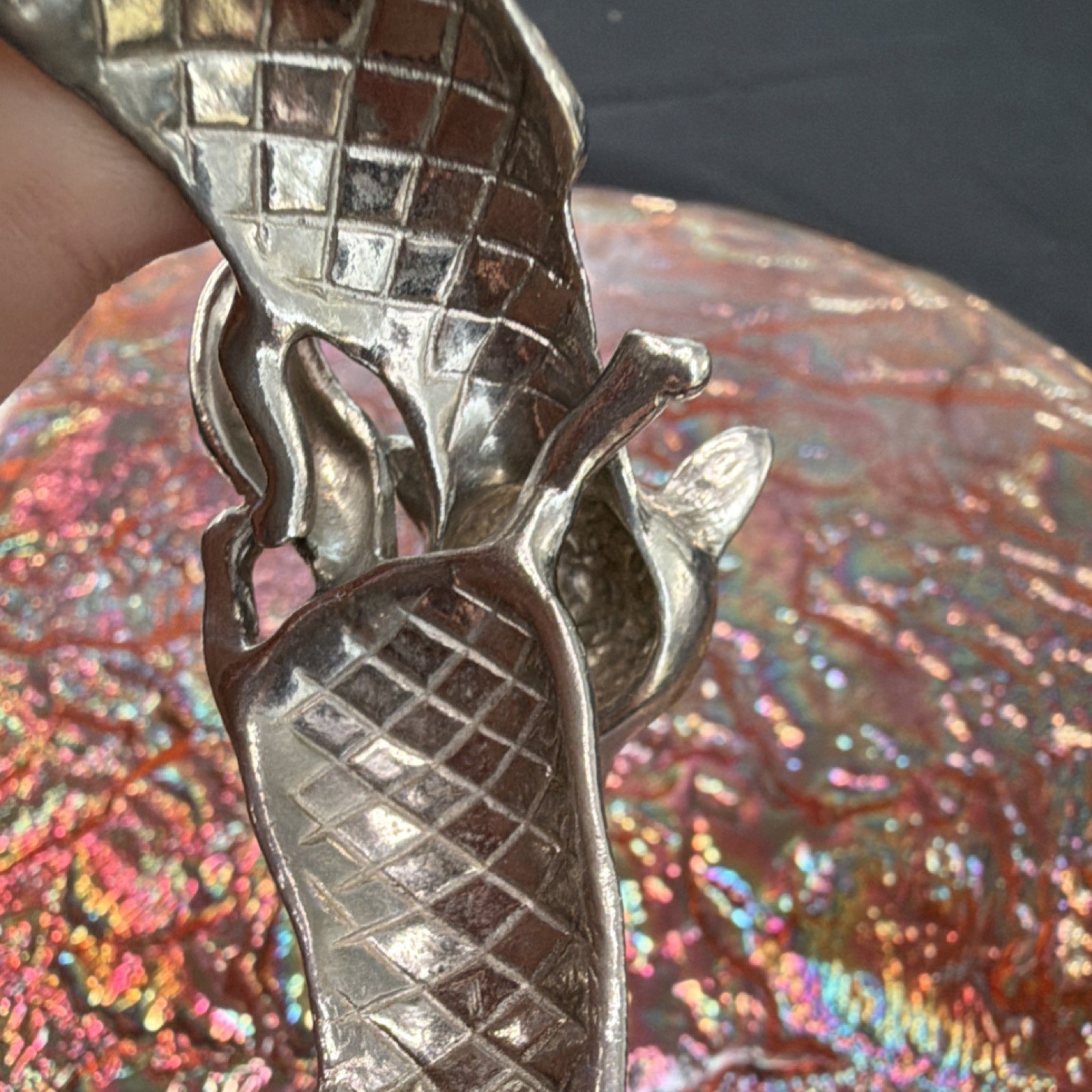 Silver plated Fox Castecliff Bangle Bracelet Hinged 2.5 in.