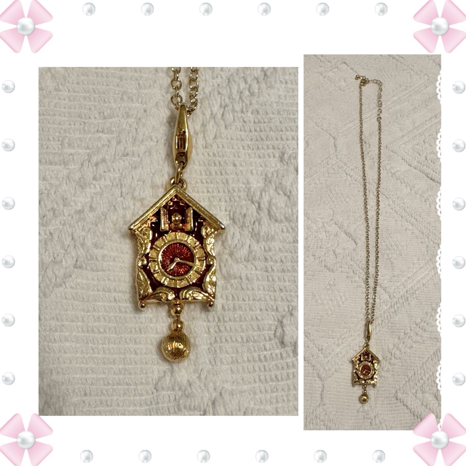 Necklace – gold tone cuckoo clock pendant necklace, Cute – Gently Used. 20”