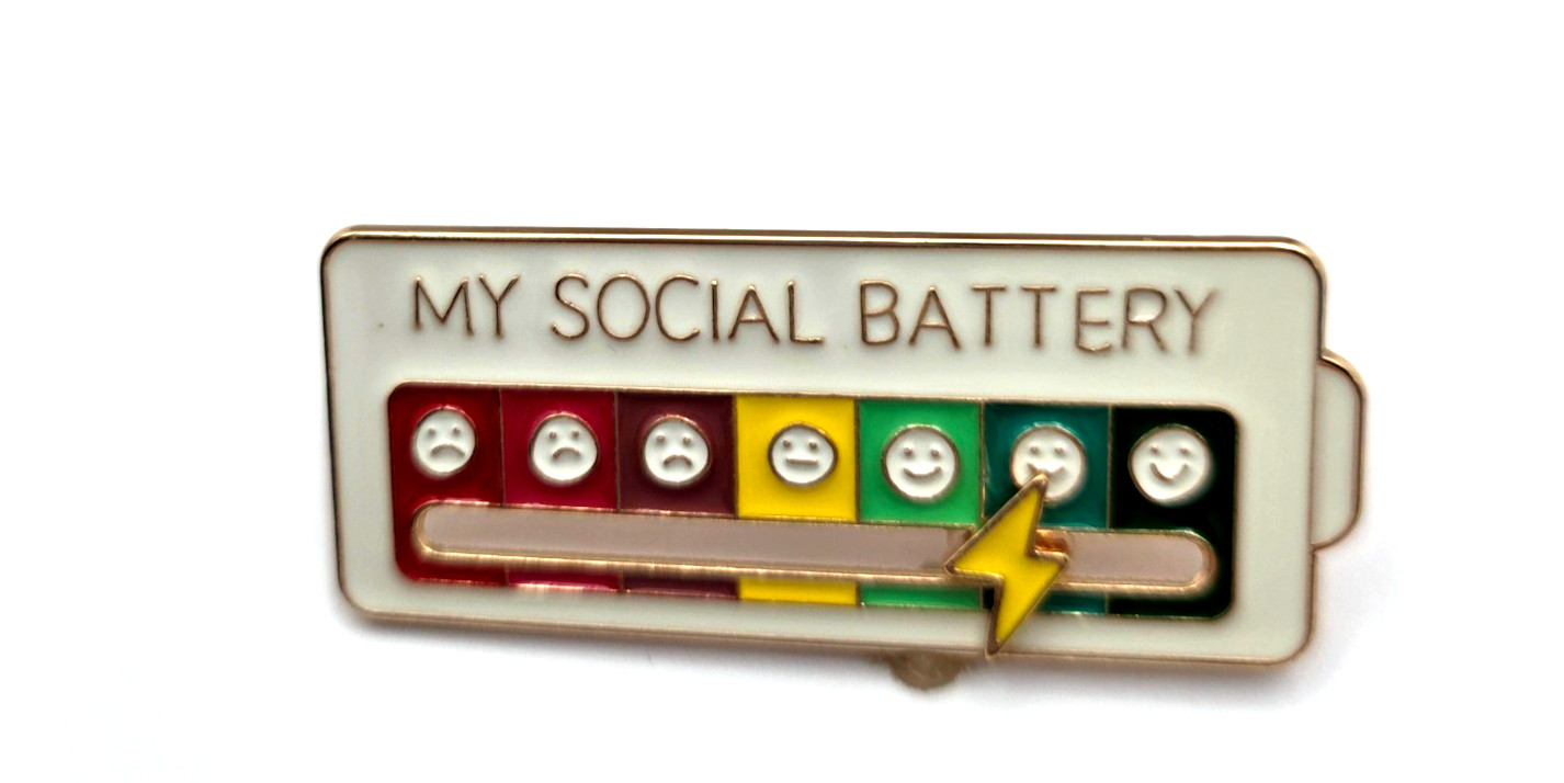 My Social Battery Multicolor Enamel Moveable Mood Indicator Brooch Pin Lapel Hat