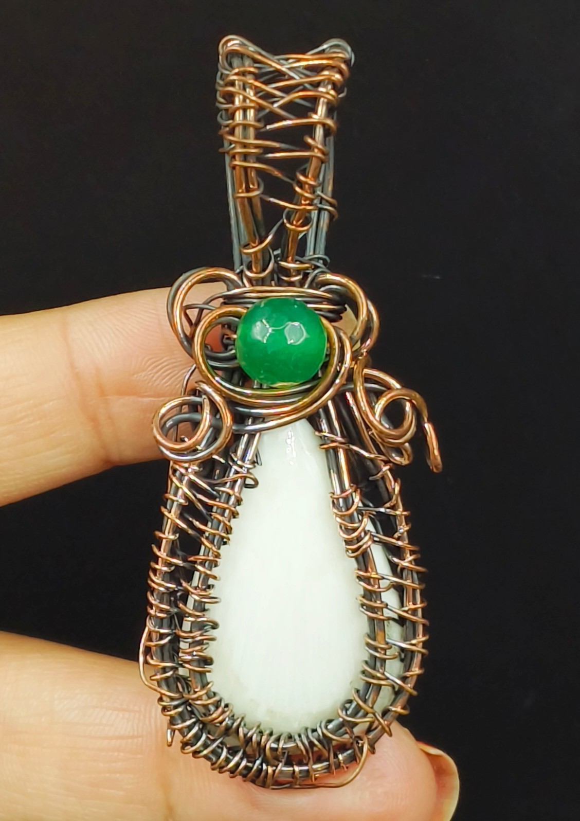 Copper Porcelain Jasper Gemstone Opal Handmade Jewelry Pendant