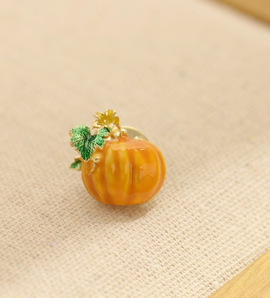Vivid Enamel Pumpkin Alloy Brooch Halloween Women Lapel Pin Badge Accessory