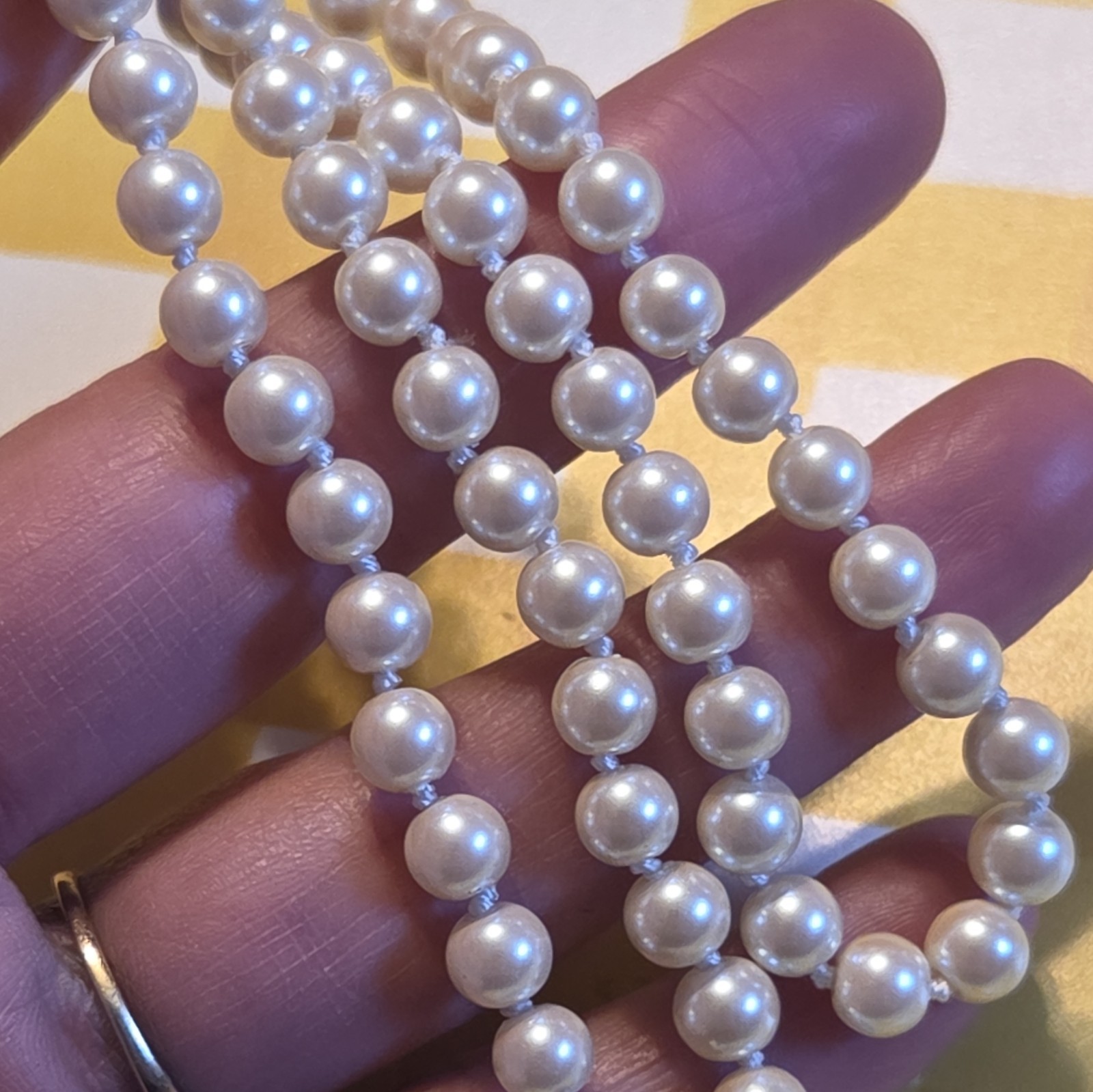 Talbots White Imitation Pearl Beaded Strand Necklace Signed 24 in