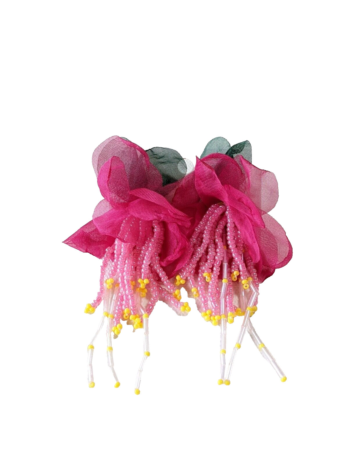 Summer Beach Flower Beaded Earrings Chiffon Multi-colored Stud Casual