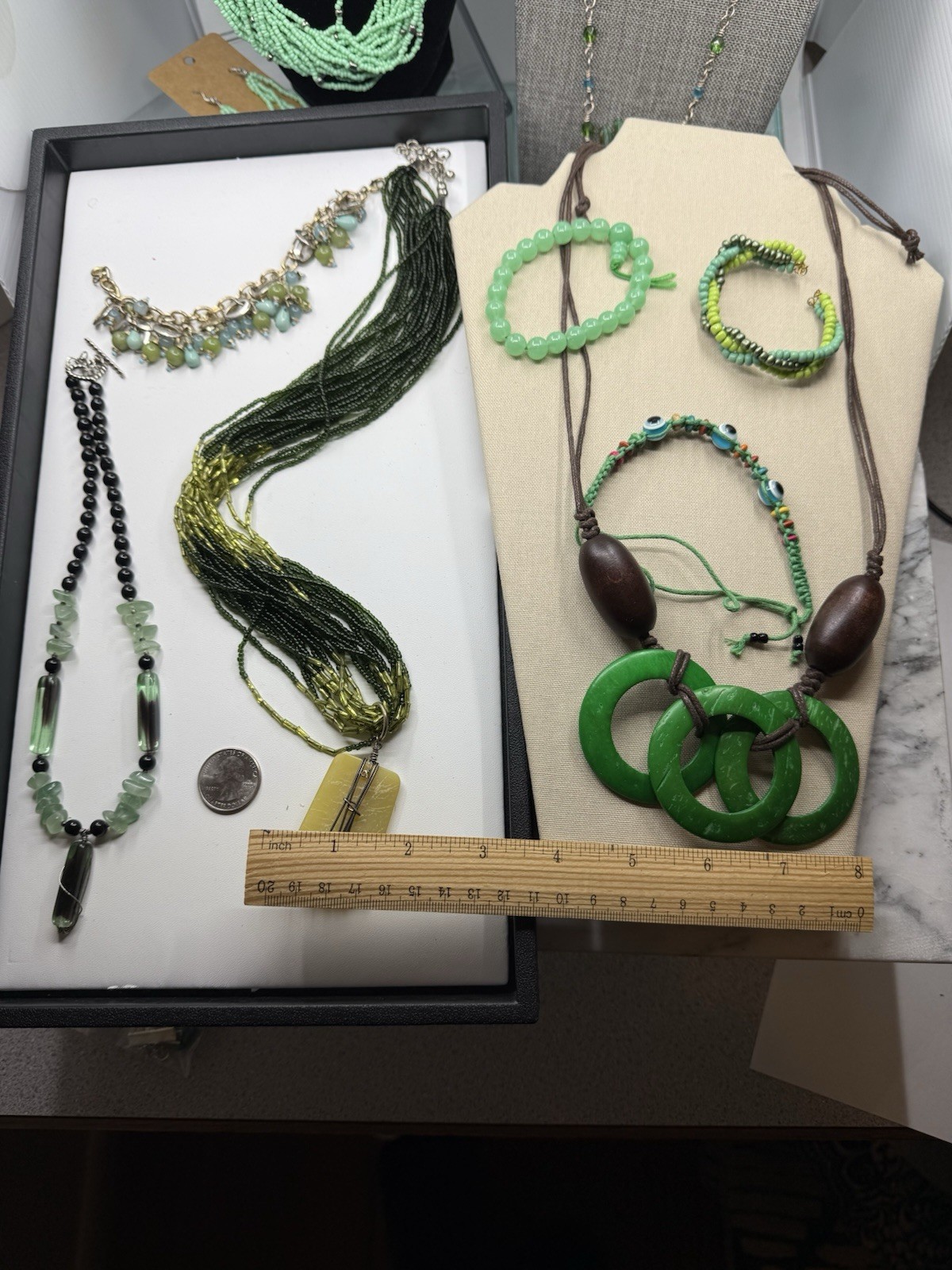 SEA FOAM GREEN Lot Of Necklaces Bracelets Earrings Beach Beauty Vacation