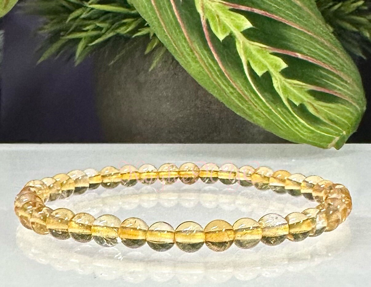 Wholesale Lot 6 Pcs Natural Citrine 5mm 7.5” Crystal Stretch Bracelet