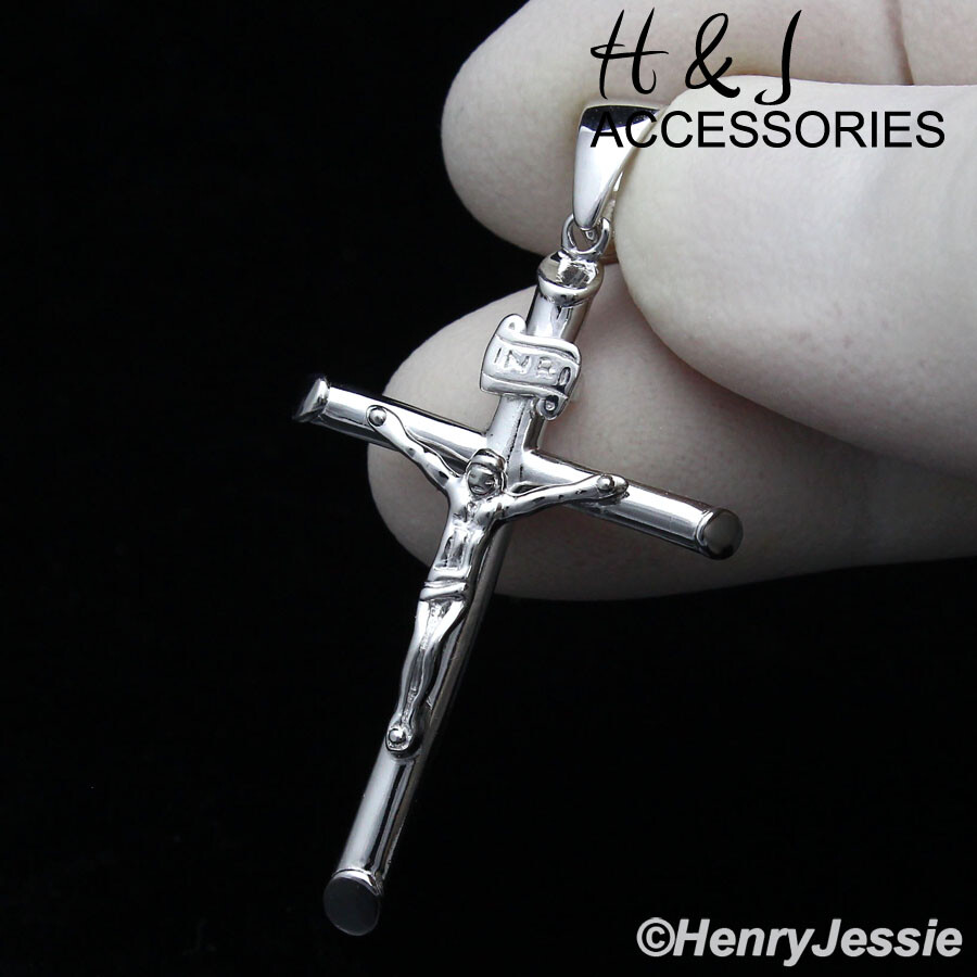 925 STERLING SILVER 16″-30″X2MM MIAMI CUBAN CURB CHAIN JESUS CROSS PENDANT*AS213