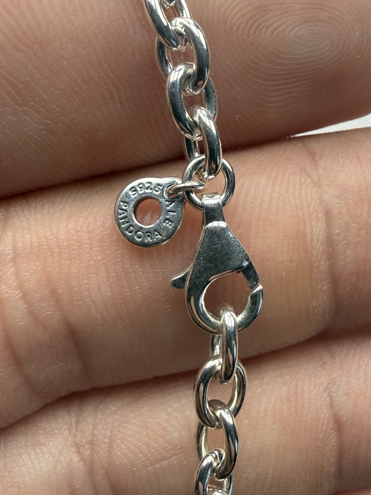 Authentic Pandora Sterling Engravable ID TAG Cable Link 7.8” Bracelet 11.7g