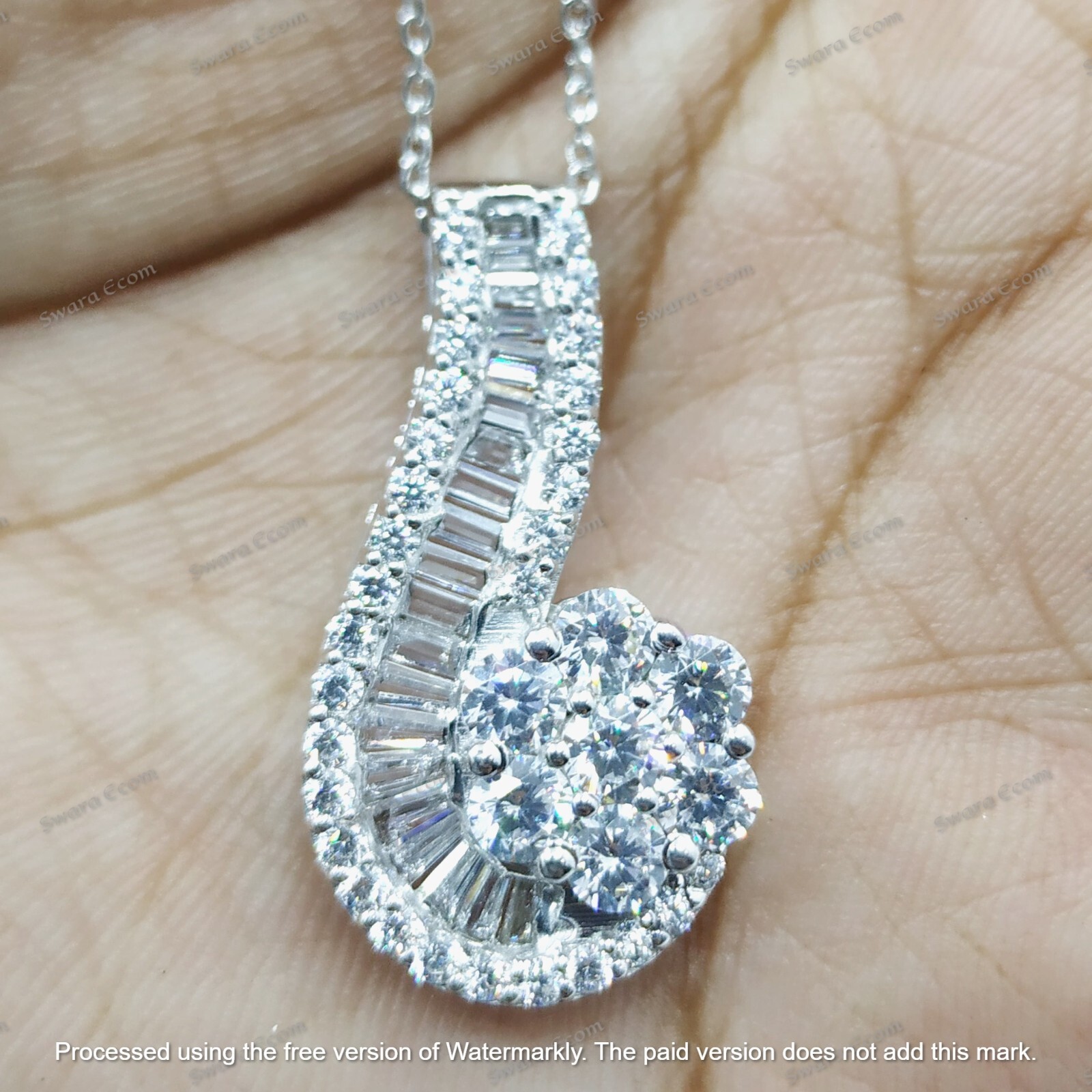 2.00Ct Round Cut VVS1/D Simulated Diamond Cluster Pendant 14k White Gold Plated