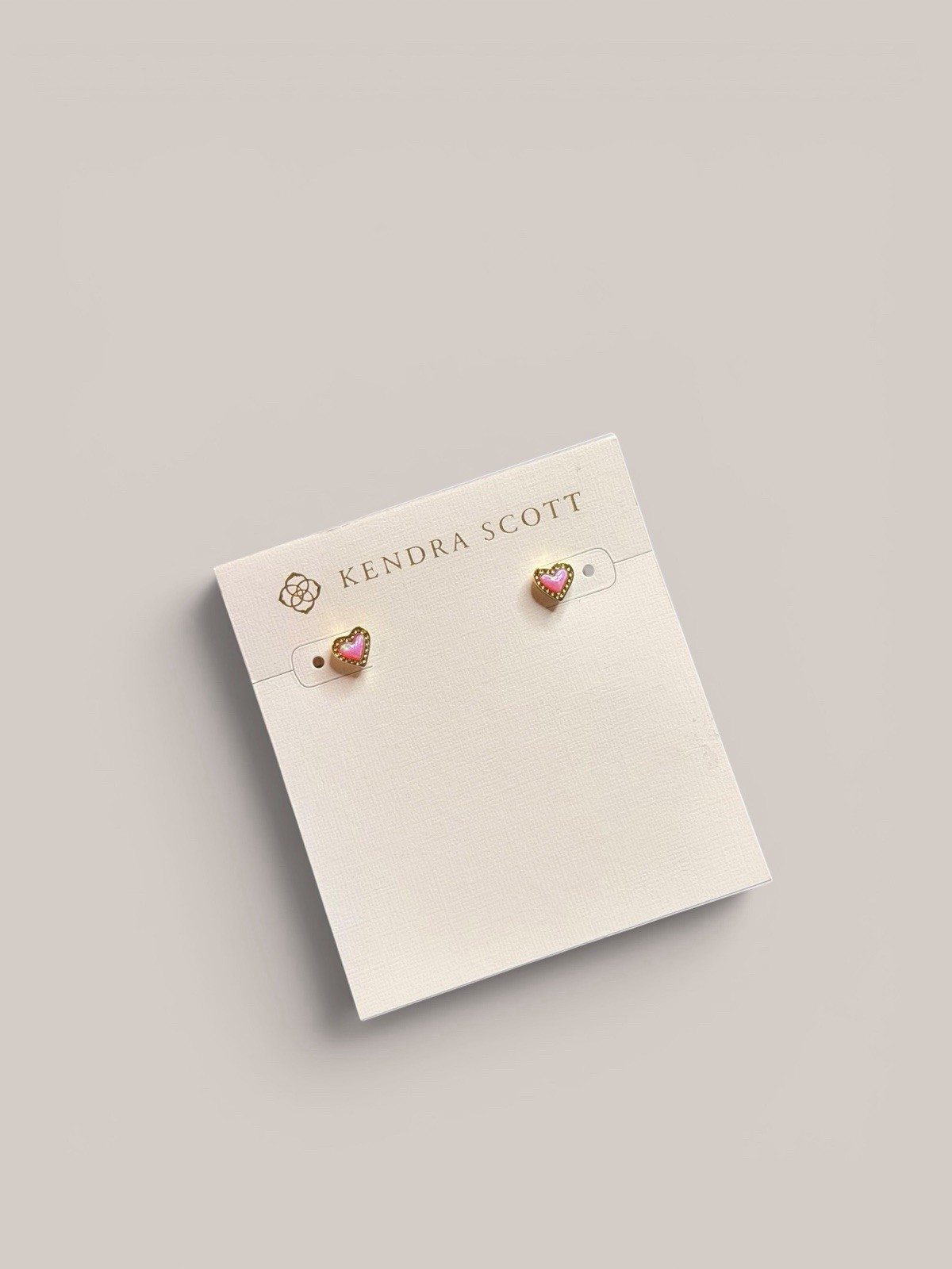 Kendra Scott Mini Ari pink heart gold stud earrings