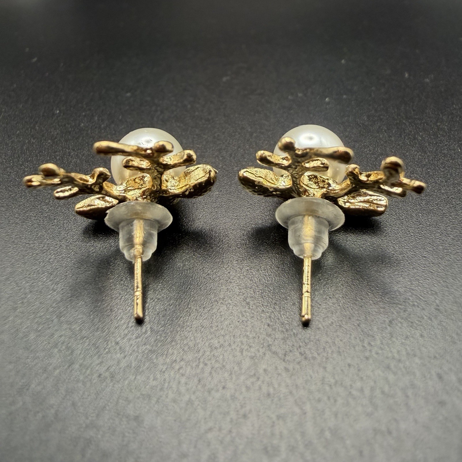 Christmas Deer Faux Pearl Gold Tone Ear Stud Earrings Christmas Gift Womens New
