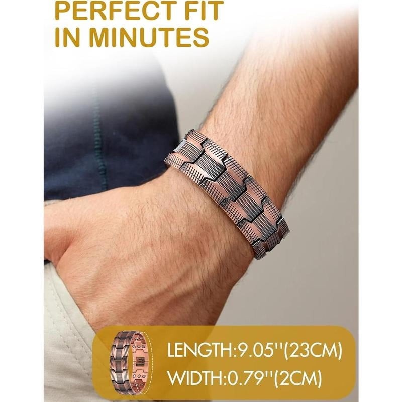GMOX Men’s Copper Bracelet, 99.99% Copper 3X Strength Magnetic Adjustable Length