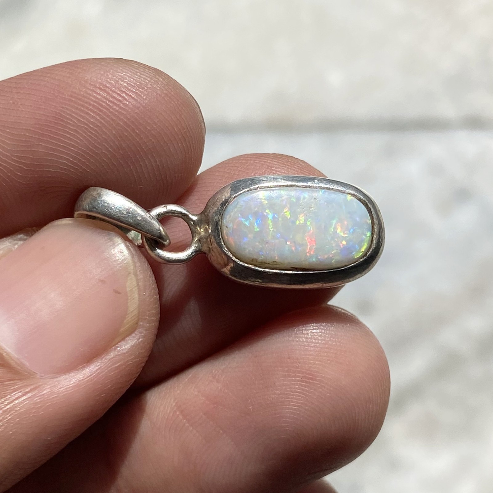 Natural Australian Multi Opal 925 Solid Sterling Silver Pendant Stone Size 14×9