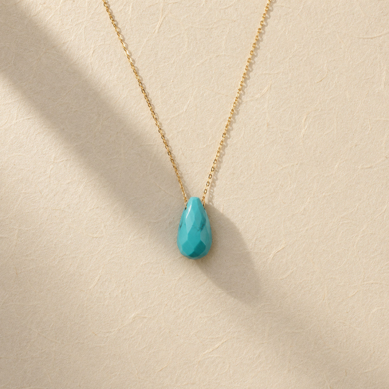Natural Turquoise Water Drop Necklace | 18K Gold Plated | Dainty Protection